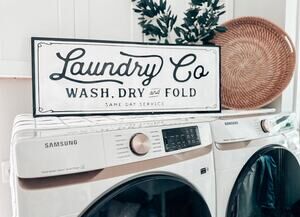Huge vintage farmhouse Laundry Co. – Wash, Dry & Fold Wall Sign